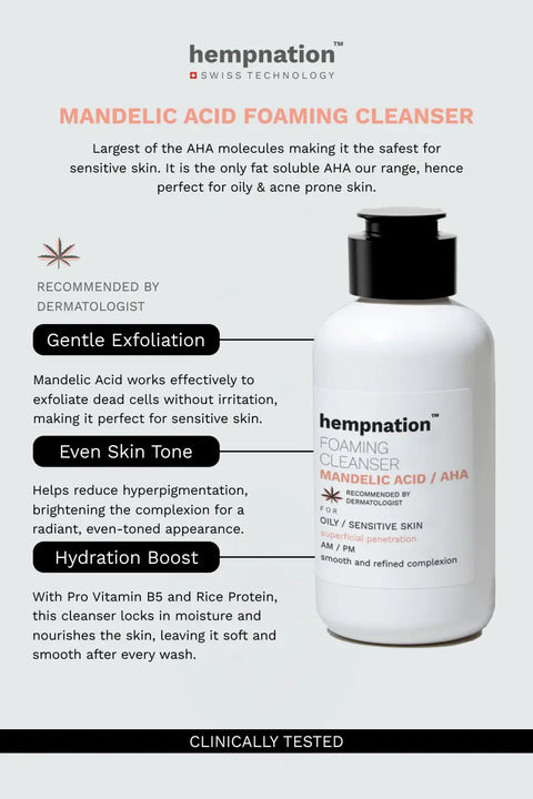 Mandelic Acid Foaming Cleanser – Reduces Sebum & Prevents Acne - Sensitive Skin