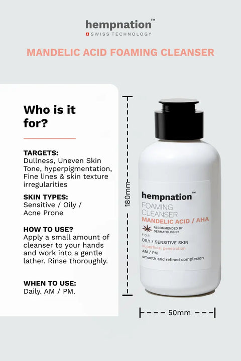 Mandelic Acid Foaming Cleanser – Reduces Sebum & Prevents Acne - Sensitive Skin