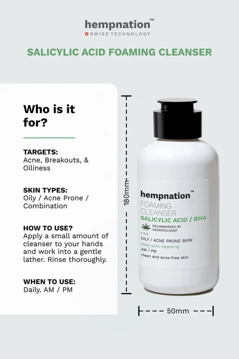 Salicylic Acid Foaming Cleanser – Reduces Sebum & Prevents Acne - Oily / Acne-Prone Skin