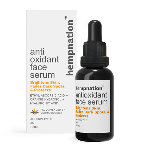Hempnation Antioxidant Face Serum - Ethyl Ascorbic Acid Vitamin C Serum for Brightening, Dark Spots & Sun Protection - 30ml